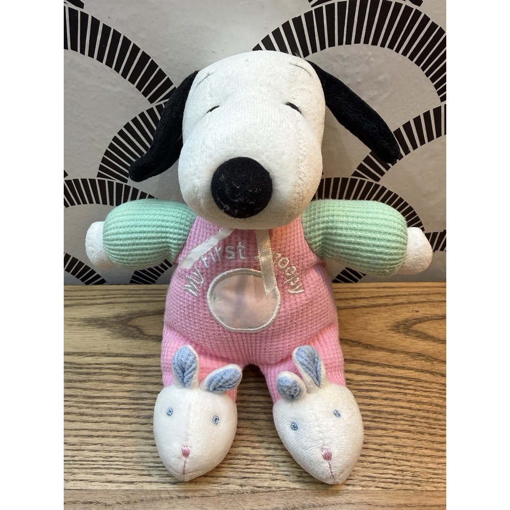 Prestige My First Snoopy PINK w Sweet Bunny Slippers Plush - Rattle  5402